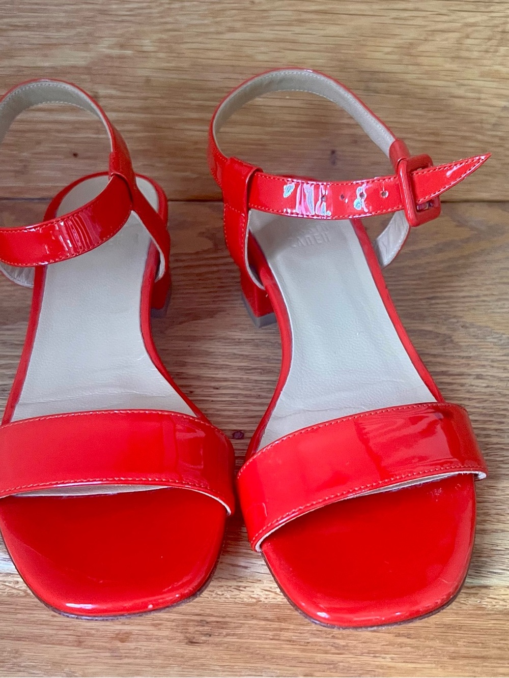 Maryam Nassir Zadeh Red Patent Leather Block Heel Sandals